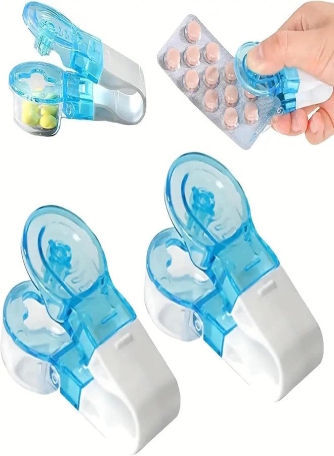 SquarezhenBo Dual-Purpose Pill Extractor Set - 2PC Ergonomic Blister Pack Openers, Portable Medicine Organizer with Safety Caps, Healthcare and Travel Essentials for Easy Tablet Retrieval (Blue) - Image 1
